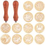 CRASPIRE Constellations Wax Seal Stamp Set 12pcs Wax Seal Stamp Heads with 2pcs Wood Handle for Wedding Invitations Envelopes Birthday Gift Cards Scrapbooking