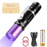 Lightfe Black Light UV Flashlight 395nm for Pet Urine Stain Detector Light UV Glue Curing Light with LG UV LED Lamp (365nm only) 120 feet Beam Throwing (395nm UV Light + Clear Lens)