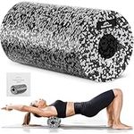 EVEREST FITNESS Foam Roller - 30 cm (11.9 inches) - Medium Hardness Massage Roller for Muscles - Yoga Pilates Back Muscle Rollers with Carrying Bag - in Black/White