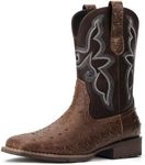 Dixhills Cowboy Boots For Men - Ostrich Western Boot Men's Cowboy Boots With Square Toe | Cowboy Western Boot | Pull-on Boots| Old West Style Embroidered Size 13 Ostrich Brown