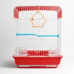 SANSEFERO Hanging Bird Cage for Lovebirds, Parrots, Parakeets, Budgies and Cockatiels Included Bottom Tray, Feeders, Bird Swings & Plastic Perches (12X9X15 Inch)