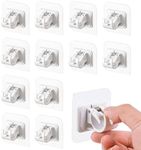 12PCS Self Adhesive Curtain Rod Bracket, No Drill Curtain Poles Brackets, Adjustable Curtain Pole Brackets White Self Adhesive Curtain Pole Hooks for Home Bathroom Kitchen