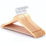 HANGERWORLD 10 Wooden 45cm Coat Clothes Garment Hangers with Non Slip Trouser Bar (Natural)