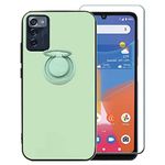 Ranyi Tough Mobile Phone Case with Screen Protector for Consumer Cellular ZMAX 5G, ZMAX 5G / ZTE Z7540 Case, Solid TPU Case with 360 Rotating Ring Holder Kickstand Silicone Case -Mint