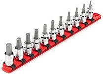 TEKTON 3/8 Inch Drive Hex Bit Socket Set, 11-Piece (3-10 mm) with Rail | SHB91107