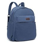 Kono Backpack School Bag Casual Daypack Canvas Travel Rucksack 13.5 Inch Laptop Backpack for Teenage College Schoolbag Boys Girls Men Women Work (Navy)