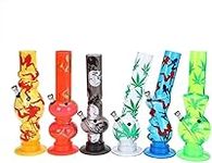 Acrylic Bong Plastic Mini Bong 32cm Smoking Pipe for Water Bongs Hookah Plastic Assorted Multi Color Style Dismantleable Detachable & Easy to Clean