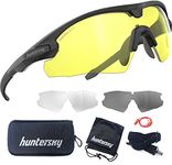 HUNTERSKY HTS Tactical Shooting safety Glasses for men protection, ballistic glasses 3 Interchangeable Lenses-Yellow Smoke and Clear for Hunting and Sports OSHA PPE