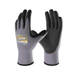 COOLJOB 3 Pairs Nitrile Rubber Coated Nylon Safety Work Gloves for Men, Dotted for Non-Slip Grip, Lightweight Breathable Seamless Knit, for Mechanics, Warehouse, Gardening, Grey, Large