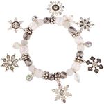 Lux Accessories Frozen Snowflake Christmas Xmas Snow Flake Braded Charm Bracelet