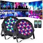 LED Stage Lights 36 RGB Party Light 7 Modes DJ Par Lighting Sound Activated Strobe Uplights with Remote DMX Control for Events Wedding Dance Music Show Birthday-2 Pcs