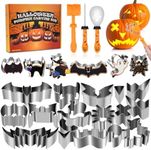 Dreamtop 24 Pieces Halloween Pumpkin Carving Set Templates Stainless Steel DIY Halloween Pumpkin Carving Tool Includes Rubber Hammer for Adults and Children Halloween Carving Tool Cookie Cutters