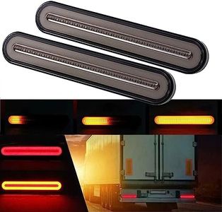 GSRECY Yellow & Red 100 LED Dynamic Stop Flowing Turn Signal Brake Rear Tail Light Trailer Truck Van Lorry(Pack of 2)