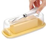 Fourmor Airtight Butter Dish with Lid and Knife and Knife Keep Butter Fresh, Easy Scoop - Butter Keeper - Butter Holder for Counter - Butter Container for Fridge - Covered Butter Dishes with lid