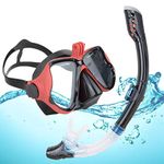 DiiDa Snorkel Set Adults and Youth with Go Pro Mount, Tempered Glass Anti-Fog Mask Anti-Leak Snorkel Mouthpiece Scuba Diving Kit (Red)