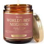 Worlds Best Neighbor - 9oz Handmade Soy Candle ; Cute Neighbor Gift for New Home, Farewell or Moving Away Gifts - Christmas Gifts for Neighbors, Housewarming Present for The Best Neighbor Ever