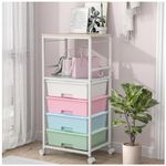 SYKIARIOL Utility Cart with 4 Drawers, Rolling Storage Cart with Open Shelf, Arts and Crafts Organizer Storage Cart for Home, Office, School,Multi-color