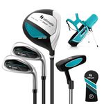 Goplus Junior Complete Golf Club Set for Kids, Right Hand Golf Clubs with Stand Bag, Rain Hood, Golf Practice Set for Ages 5-7,8-10,11-13 Boys Girls (Blue, Ages 5-7, 4PCS)