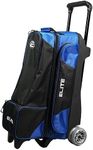 ELITE Deluxe 3-4-5 Bowling Ball Roller Bag with (4) 5" Smooth Wheels - 4 Large Accessory Pockets, Shoe Compartment, Extendable Handle (Black/Royal)