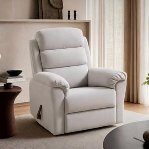 FLEXISPOT Souffle-Pro Swivel Rocker Recliner Chair, Power Nursery Glider Recliner with Massage & Heat, Adjustable Headrest, Oeko-TEX Fabric, FSC Wood Frame Ideal for Nursery & Home, Light Grey