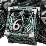 ARUOHHA Hollow DND Metal Dice Set 7PCS Black Green Role Playing Games Dice with Gift Box, Dungeons and Dragons D and D Dice D+D Polyhedral Dice RPG D&D Dice Set D20 D12 D10 D8 D6 D4