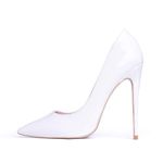 Zhabtuc Women's Stiletto High Heel Sexy Pointed Toe Slip On Court Shoes Party Prom Wedding Heels 12CM White UK 5（US 8）