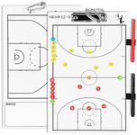 HIGHRAZON Magnetic Basketball Coaches Clipboard, White Double-Sided Dry Erase Coach Board, Tactics Whiteboard with Color Magnetic Sticker and 2 Marker for Coaches Gift