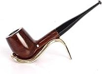 UrChoiceLtd Tobacco Smoke Pipe Classic Brwon Ebony 9MM Filter Element Wood Tobacco Smoking Estate Pipe Pipes Ebony Circled Best For Gift - Hand Made (519-Ebony)