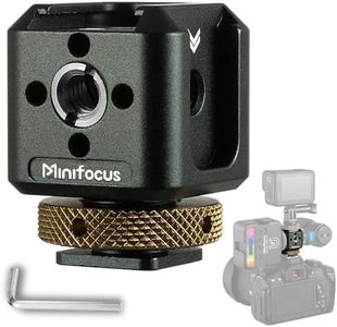 MINIFOCUS Camera Hot Shoe Extension Bracket with Quadruple Cold Shoe Mounts Adapter for Microphone LED Video Light, Aluminum Shoe Mount Holder with 1/4''&3/8'' Thread Hole and Arri-locating Hole