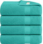 X11 Homeware Bath Towels Pack of 4 Egyptian Cotton Towel Set Highly Absorbent Soft Bathroom Towels Set of 4 Ring Spun Cotton Quick Dry Large Towels (Turquoise)