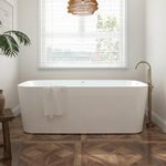 FerdY Maui 67" Freestanding Bathtub Elegant Freestanding Soaking Bathtub, Glossy White, cUPC Certified, Toe-Tap Chrome Drain & Overflow Assembly Included