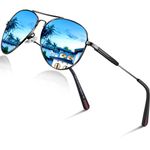 DADA-PRO Sunglasses Mens Polarised Sunglasses Womens Pilot Sun Glasses Black Designer UV Protection Mirrored Reflective Dark Shades Glassesfor Driving Hiking Running (Blue)
