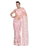 SIRIL Women's Net Sequence Embroidery Work Saree With Unstitched Blouse Piece (3187S141_Rose Pink)