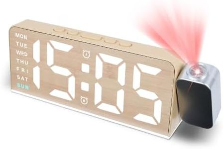 Foyucool Mains Powered Projection Alarm Clock Bedside with 180° Projector