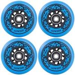 AOWISH 4-Pack Inline Skate Wheels Outdoor Asphalt Formula 85A Hockey Roller Blades Replacement Wheel with Bearings ABEC-9 and Floating Spacers (Blue, 76mm)