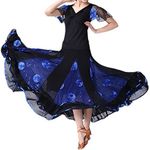 CISMARK Women's Ballroom Dancing Latin Dance Salsa Tango Swing Skirt Navy Blue One Size