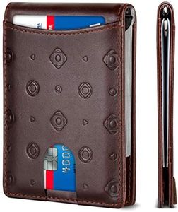 SERMAN Brands RFID Blocking Slim Bifold Genuine Leather Minimalist Front Pocket Wallets for Men with Money Clip Thin Mens, Chocolate 1.0, Slim