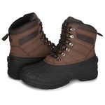 Eddie Bauer Leaven Worth Insulated Mens Hiking Boots | Waterproof Shell, Multi-Terrain Lugs, Warm & Comfortable Design Rubber Traction Outsole with Memory Foam Insole, Brown, 8 UK