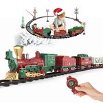 Steam Train Set Toy Electric Train Set with Remote Control for Boys, Rail Train with Smokes,Light & Sounds, Birthday for 3 4 5 6 7+ Years Old Kids