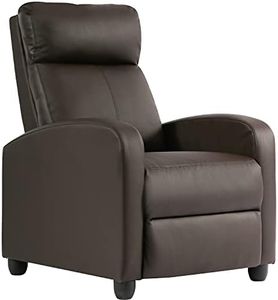 FDW Recliner Chair Single Reclining Sofa Leather Chair Home Theater Seating Living Room Lounge Chaise with Padded Seat Backrest (Brown)
