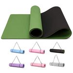 Good Nite Yoga Mat Exercise Fitness 6mm Mat Extra Thick Non-Slip Training Mats for Sports Pilates Gym Mats Floor Gym Resistance Mat with Carrying Strap 183 x 61 x 0.6 cm(Green/Black)