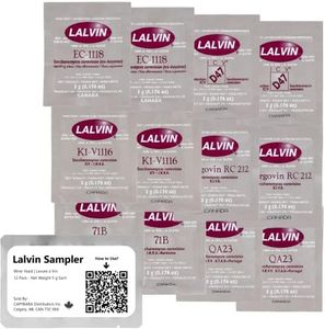 Lalvin Sampler Wine Yeast (12 Pack) - Make Wine Cider Mead Kombucha At Home - 5 g Sachets - Saccharomyces cerevisiae - Sold by CAPYBARA Distributors Inc.