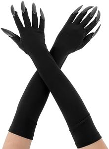 Lusofie 1Pair Black Claw Gloves Halloween Long Gloves with Claws Cat Claws Nail Gloves for Halloween Party Cosplay Costume Prop, Black