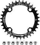 Boao Chainring 104 BCD Chainring 32T Chainring Narrow Wide Single Chain Ring with 4 Pieces Sprocket Bolts for Road Bikes, Mountain Bikes, BMX MTB Bike(36T,Black)