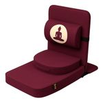 Friends of Meditation Large Relaxing Buddha Meditation Chair with Back Support Cushion (100% Cotton, Maroon, Seat Size: 21x18 inches)