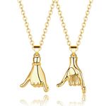 CERSLIMO Pinky Promise Necklace - 2 Pcs Couple Necklaces Gifts | Best Friendship Gifts Boyfriend Girlfriend Gifts Jewellery for Soulmate Pull Hook Pendant Necklaces Him and Her Gifts, Gold & Gold