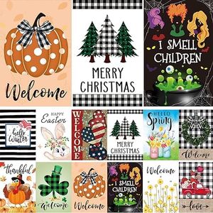 Seasonal Garden Flags Set of 12 Double Sided 12 x 18 Inch Yard Flags,small garden flags for outside, Christmas Spring Seasonal Flags for Outdoor Decorations,Holiday Garden Flags for All Seasons