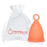 Peachlife Inc Menstrual Cup with Ring for Easy Retrieval - 12 Hour No Spill - Pad and Tampon Alternative - FDA Approved Medical Grade Silicone - PEACHCUP Posture Corrector