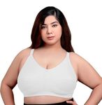 MAP DEAL® Regular & Plus Size Women Full Coverage Cotton Broad Belt Bra, Women’s Full Figure Magic Lift Plus Size Seamless Wire Free Back Close Bra.White 50_D