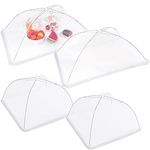 JULBEAR 4 Pcs Large and Tall Mesh Food Cover Tent Umbrella Food Screen Covers for Outside Pop-up Mesh Reusable Food Nets for Parties Picnics Outdoor BBQs Collapsible (2 Pcs 32"x24", 2 Pcs 17"x17")